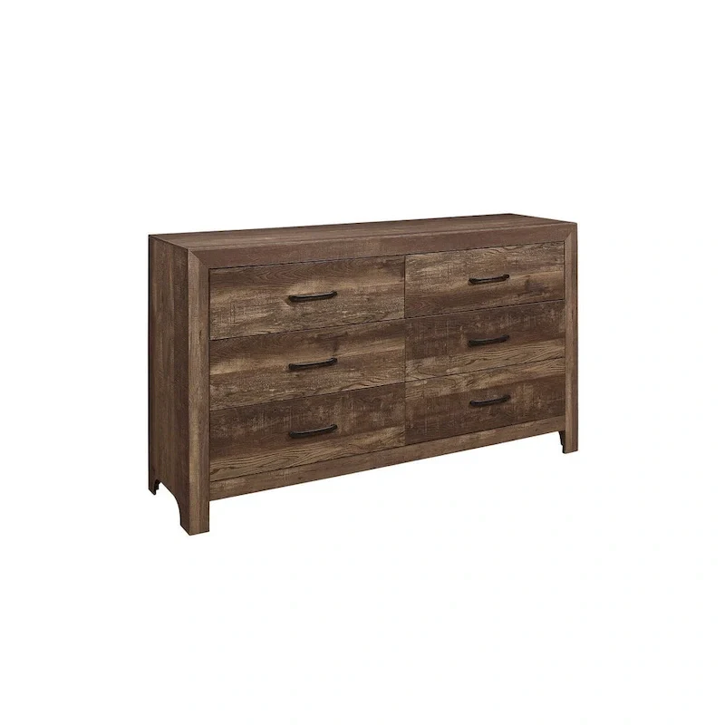 Tabina 3 Piece Rustic Brown Modern Panel Bedroom Set