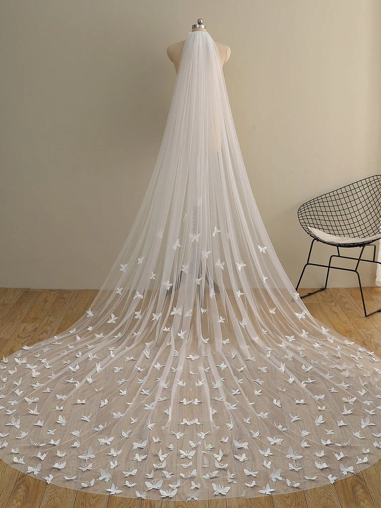 Cute Butterfly Cathedral Veil Bridal Veil Wedding Veil