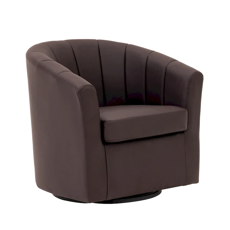 Swivel Barrel Accent Chair - Faux Leather Single Seat