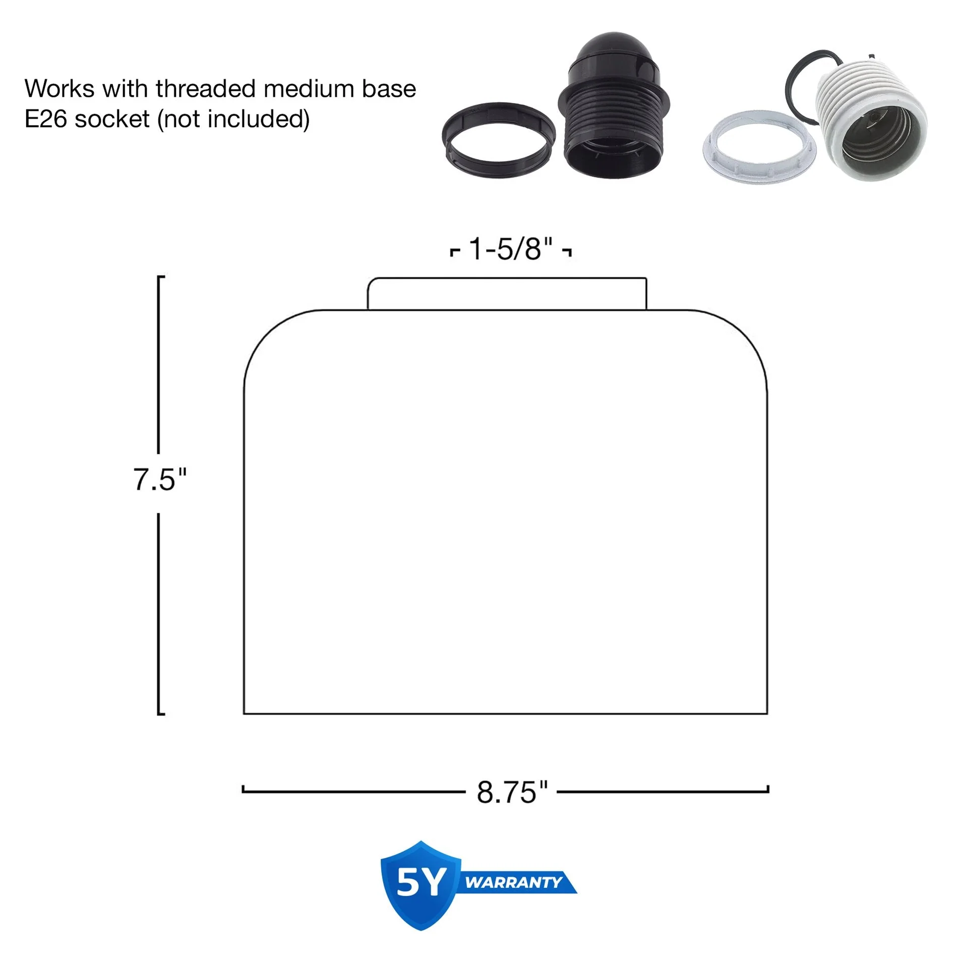 Luxe 9 Clear Glass Shade / Replacement Glass