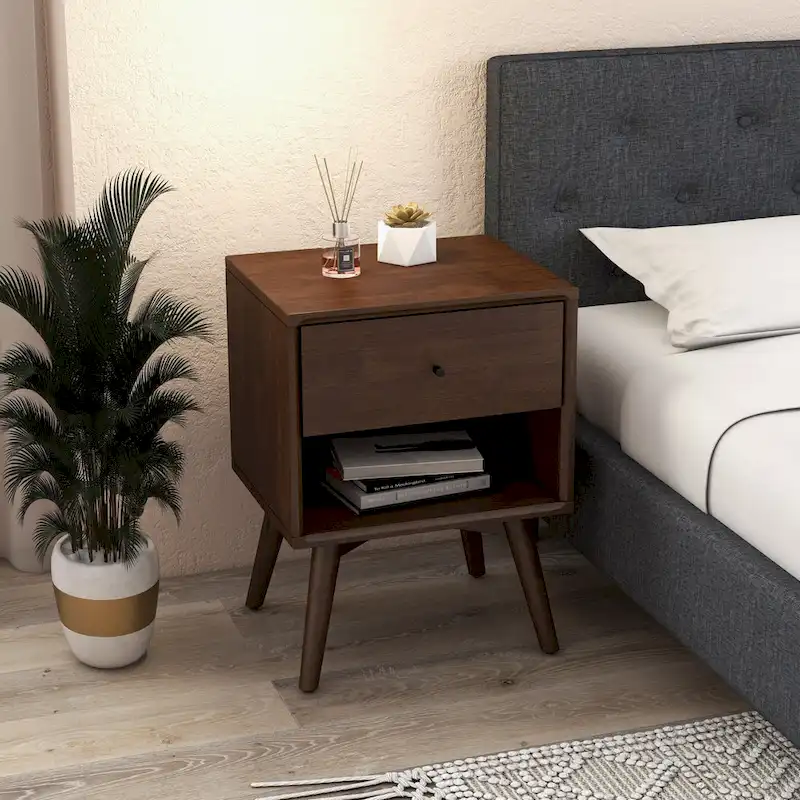 Novel Mid Century Modern Walnut Nightstand Bed Side Tables