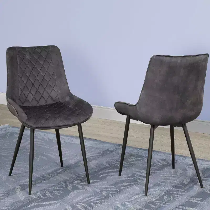 Brassex Set of 2 Fabian Dining Chairs Dark Gray
