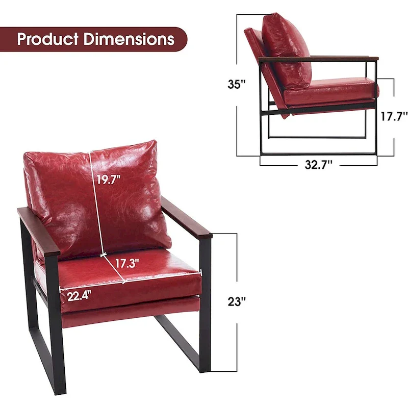 MCombo Modern Accent Chair with Upholstered Cushion, Faux Leather HQ304