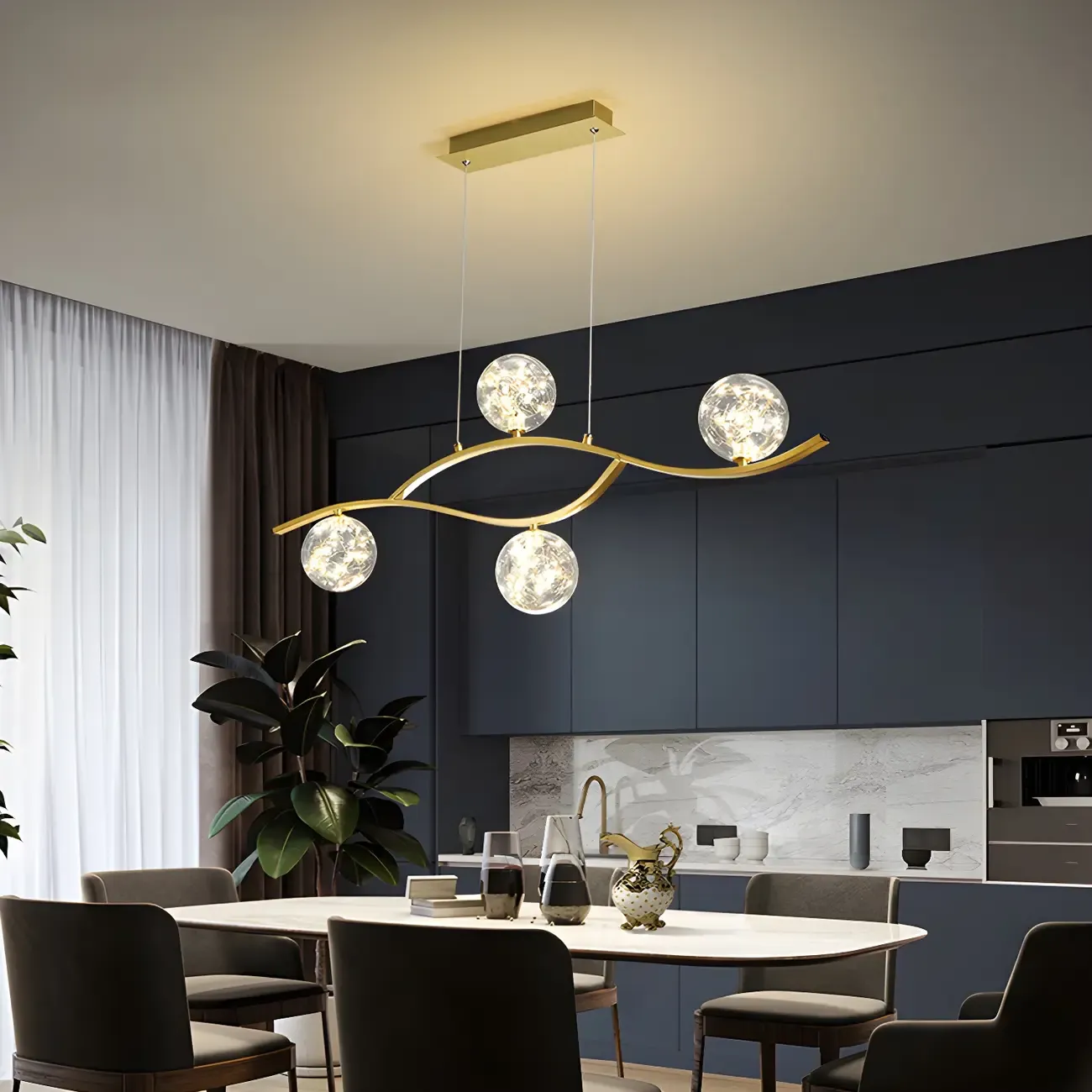 Modern Adjustable Clear Glass LED Pendant Light