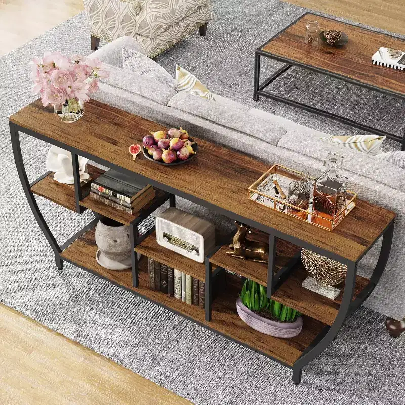 LITTLE TREE 70.9" Long Sofa Table Brown