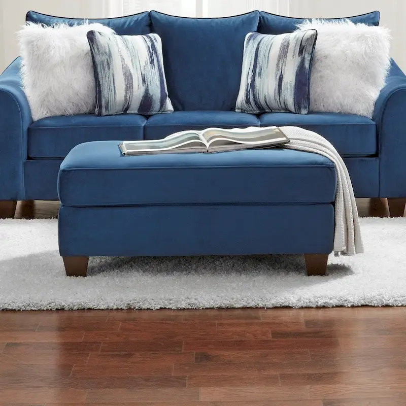 Roundhill Furniture Camero Fabric Cocktail Ottoman in Navy Blue