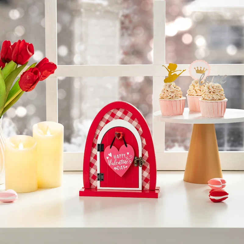 Glitzhome 8.5 H Valentine's Door-Shaped Photo Frame Table Decor