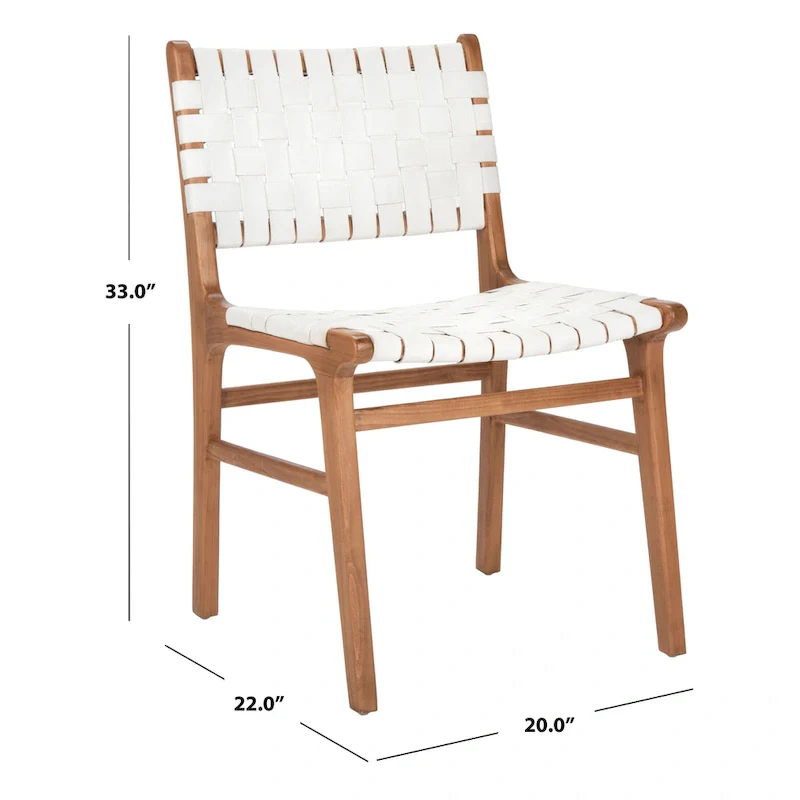 SAFAVIEH Hildred Woven Leather Dining Chair - Cognac / Natural - 20Wx22Dx33H