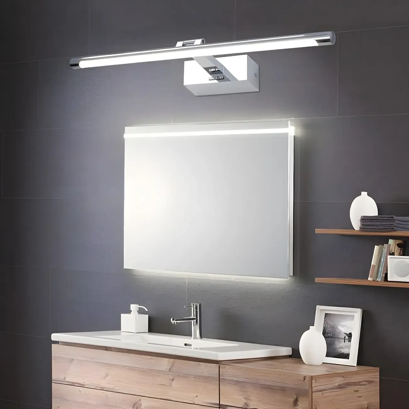 Modern Geometric Linear Vanity Light with Integrated LED