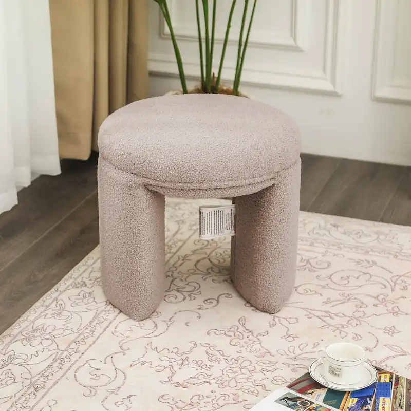 Adeco Ottoman Small Teddy Low Foot Stool Vanity Stool