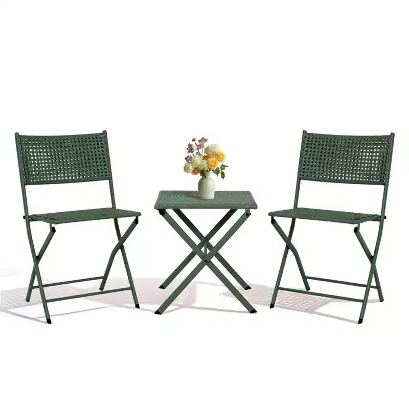 NAYSAYE Folding Patio Bistro Set Rust Resistant Steel Space Saving Outdoor Furniture for Garden Balcony, 18.1*18.1*19.5