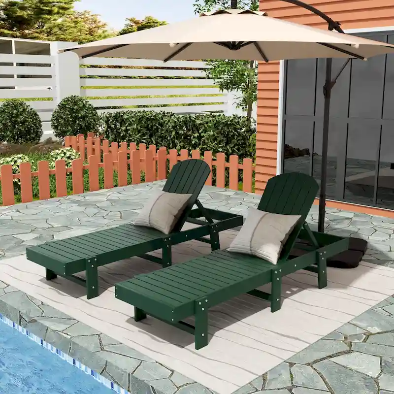 Polytrends Altura Armless Poly Eco-Friendly All Weather Reclining Chaise Lounge (Set of 2)