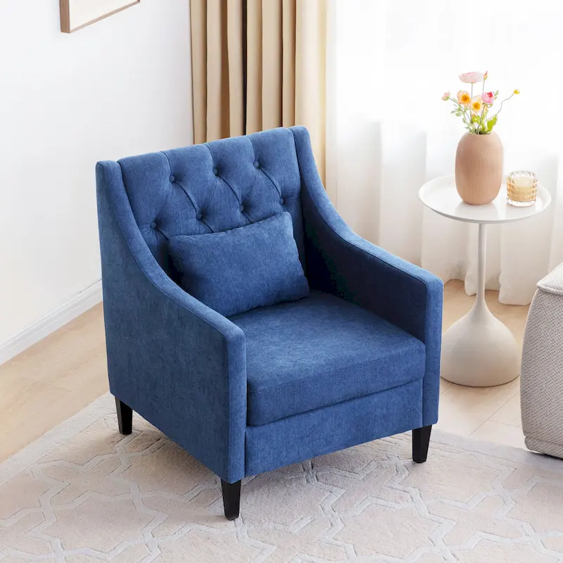 Upholstered Accent Armchair with Lumbar Pillow
