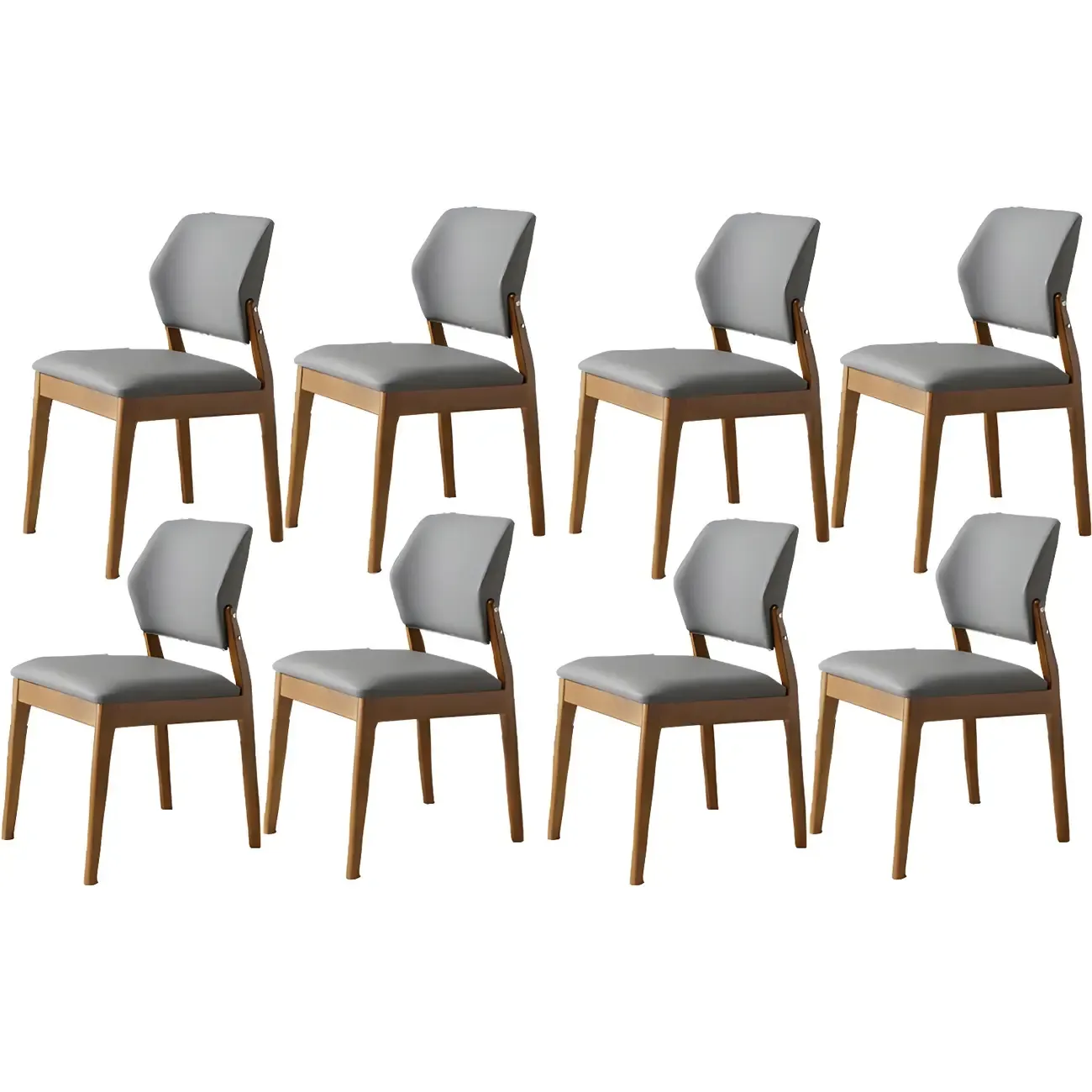 Modern Wood Faux Leather Beige Low Back Dining Chair