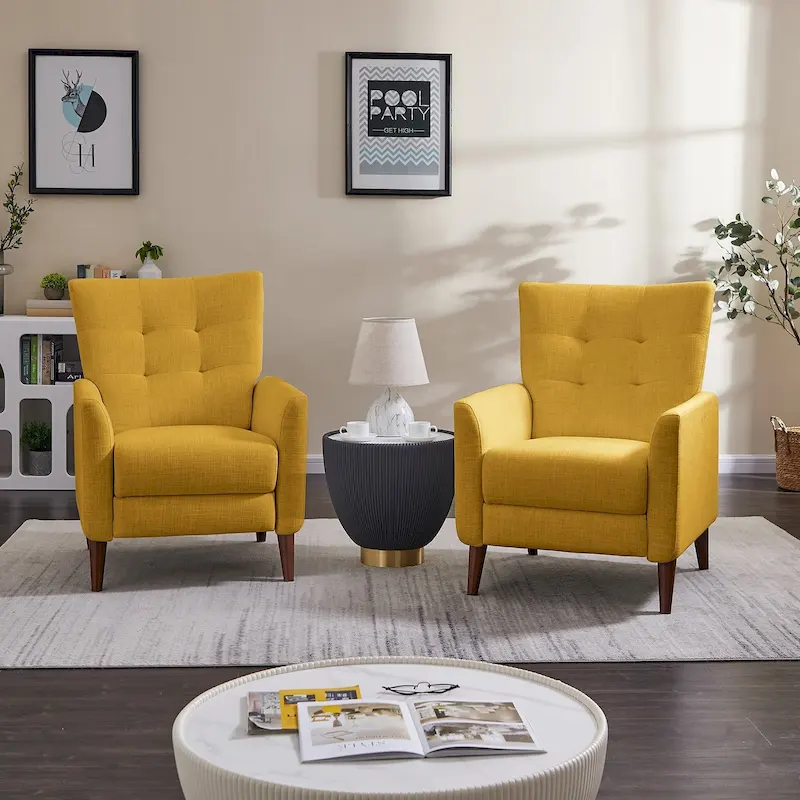 Modern Manual Recliner with Solid Wooden Legs