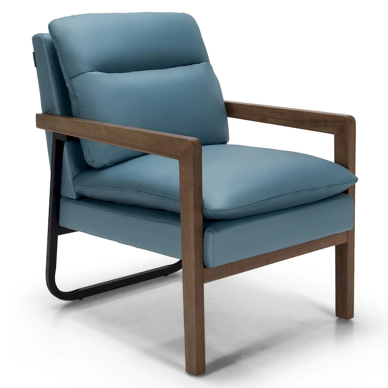 Costway Modern Accent Armchair Lounge Chair w/ Rubber Wood Legs & - 34.5