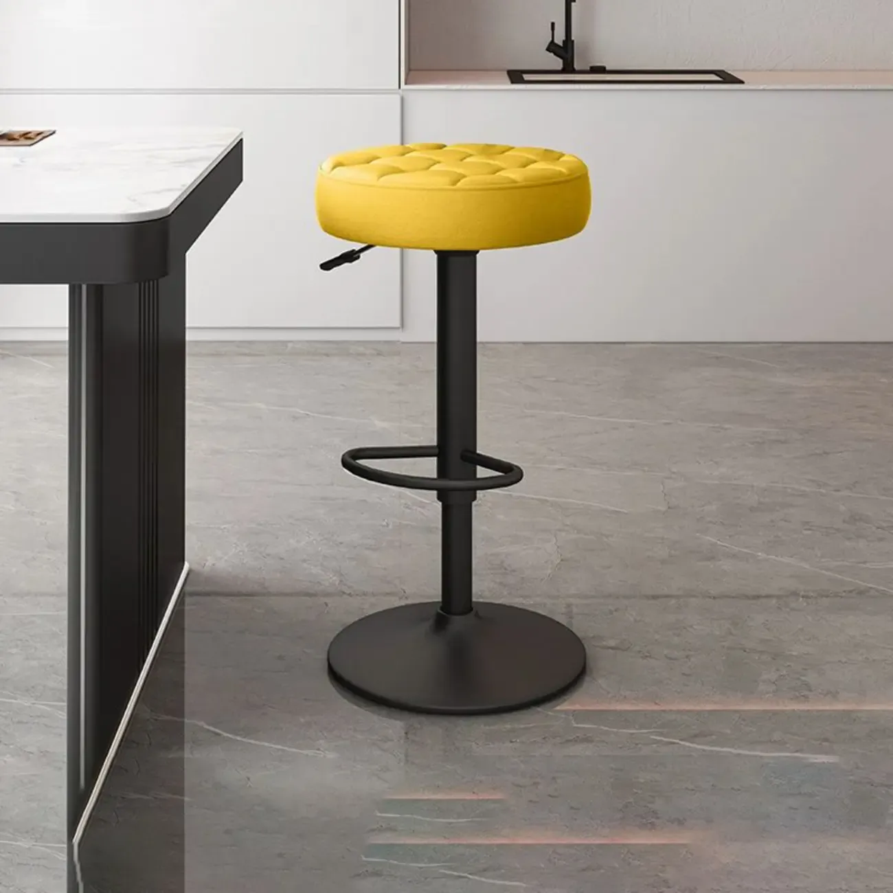 Leather Upholstered Adjustable Swivel Bar Stools