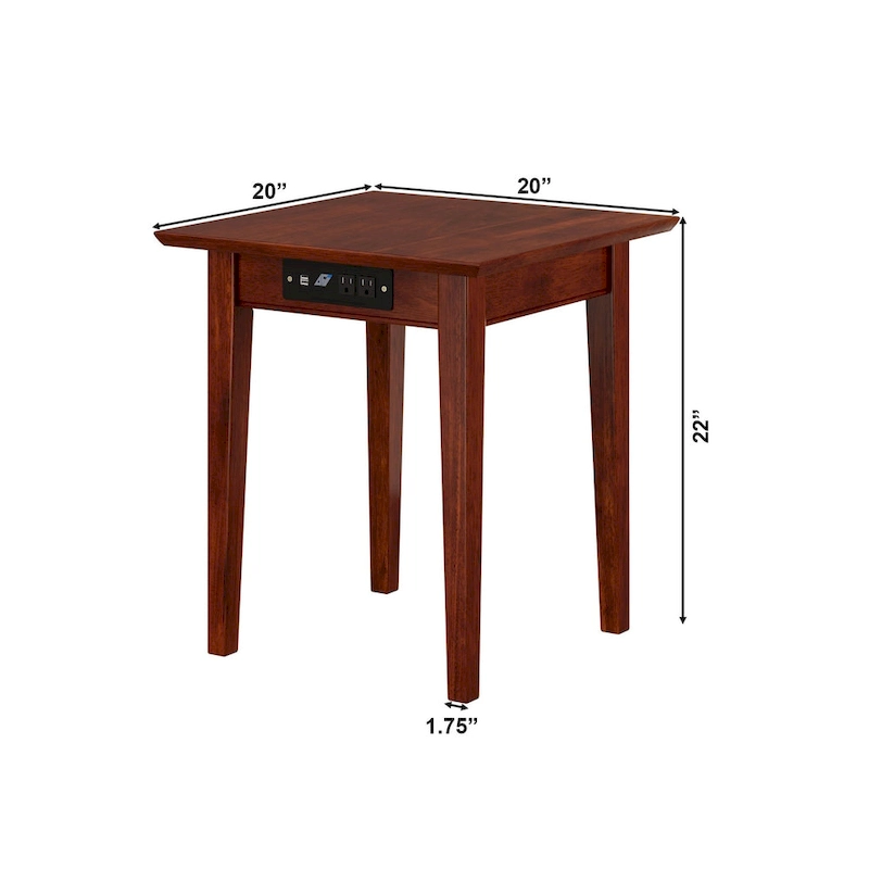 AFI Shaker End Table with Charger in Walnut