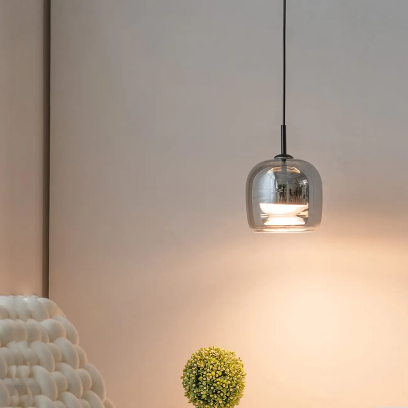 Modern 3 Light Black Glass Jar Pendant Light