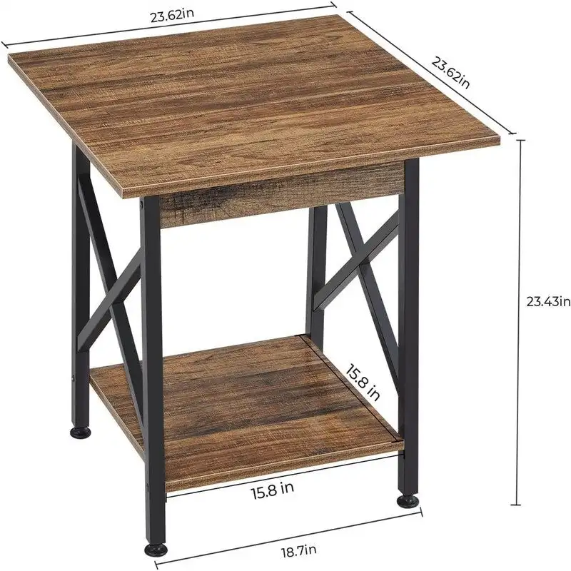 End Table 24 inch Industrial Design Large Side Table - 23.62D x 23.62W x 23.43H