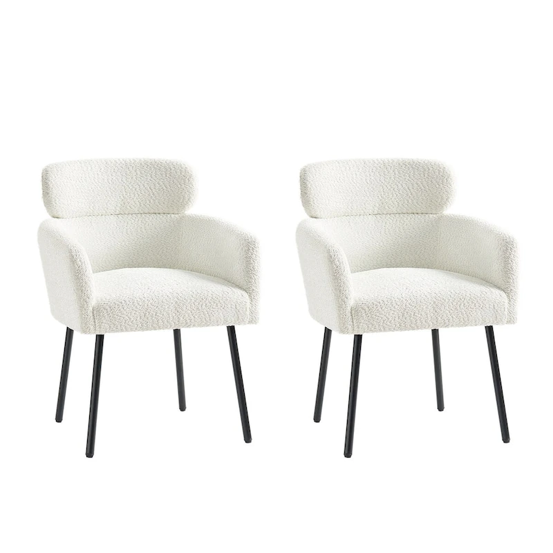 Amos Modern Boucle Dining Chair with Adjustment Feet Set of 2 by HULALA HOME