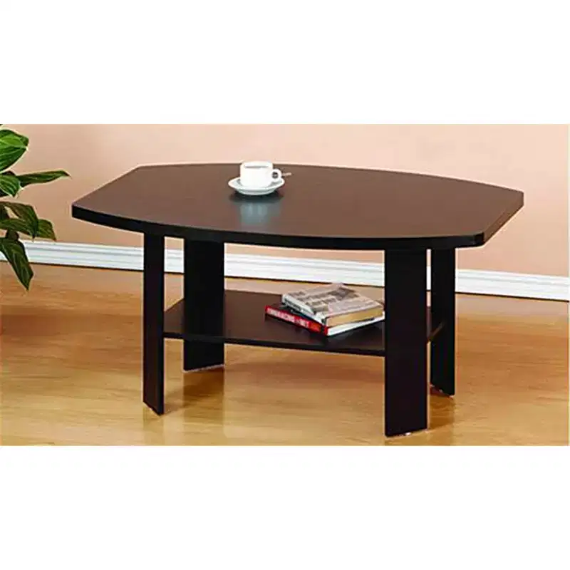 Furinno 35.5 Simple Design Industrial Coffee Table 2-Tier Rectangular Living Room Furniture,Dark Brown