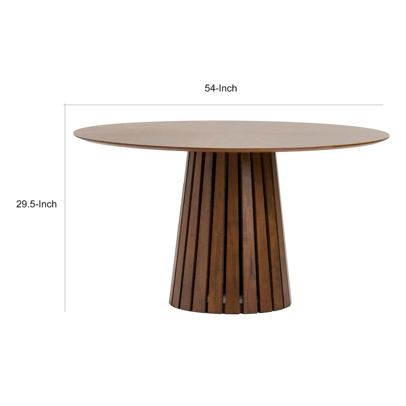 Round Dining Table with Pedestal Base - Walnut Brown, 54