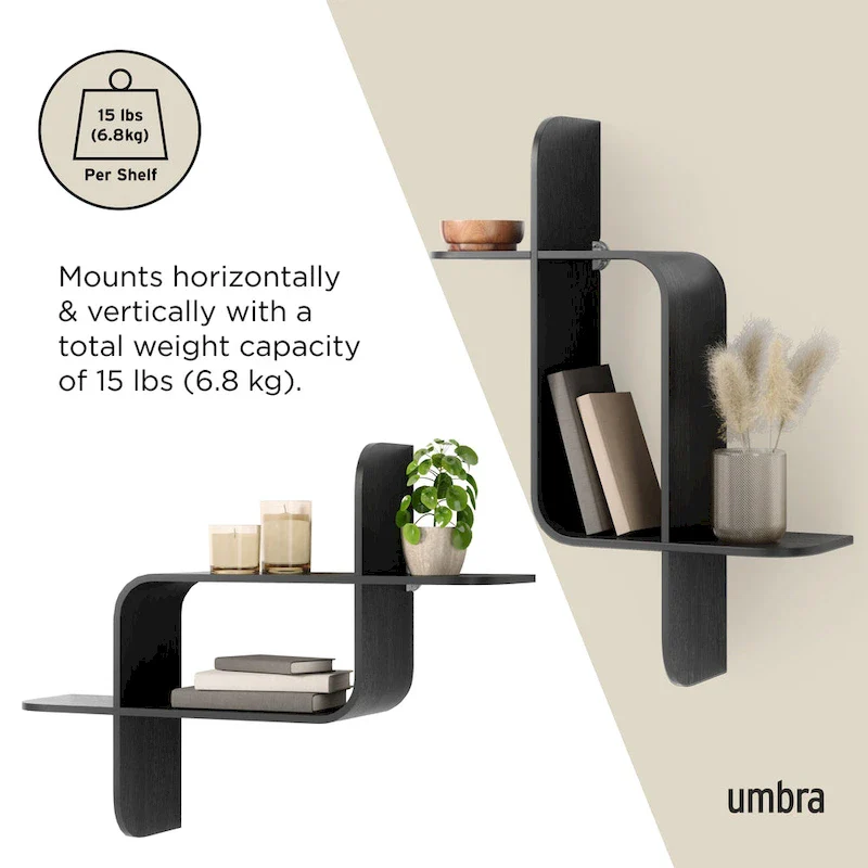 Geometric Bentwood Wall Shelf
