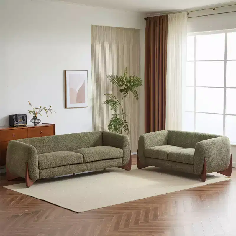 Christopher Knight Home Lucy Modern Upholstered 3 Seater and 2 Seater Combined Sofa Set Green