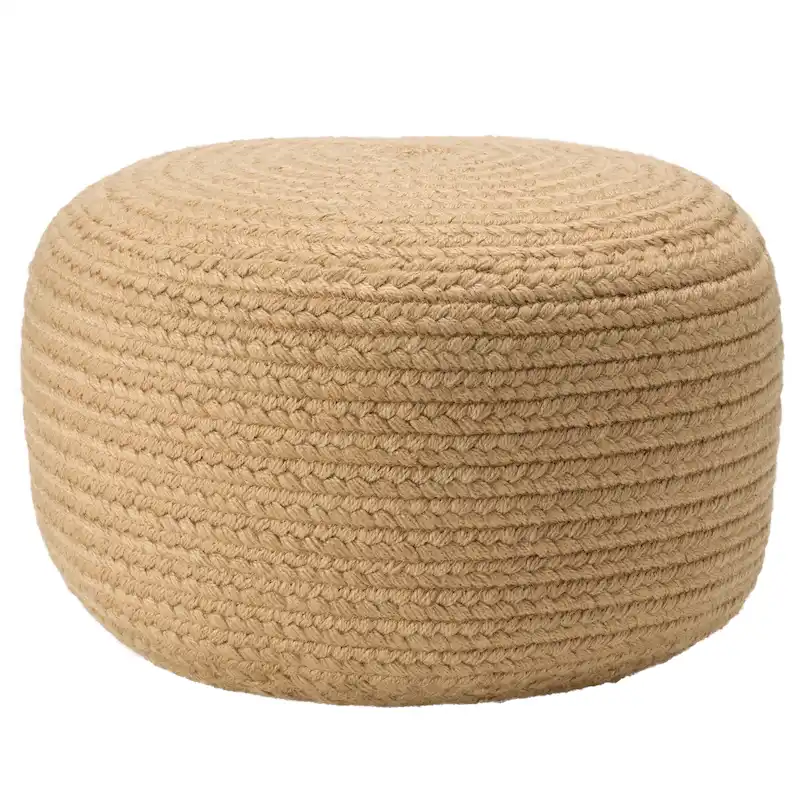 Round Braided Pouf Ottoman, Indoor/Outdoor, 18