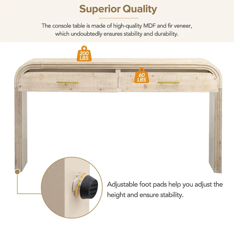 Nestfair Unique Retro Silhouette Console Table with Two Drawers