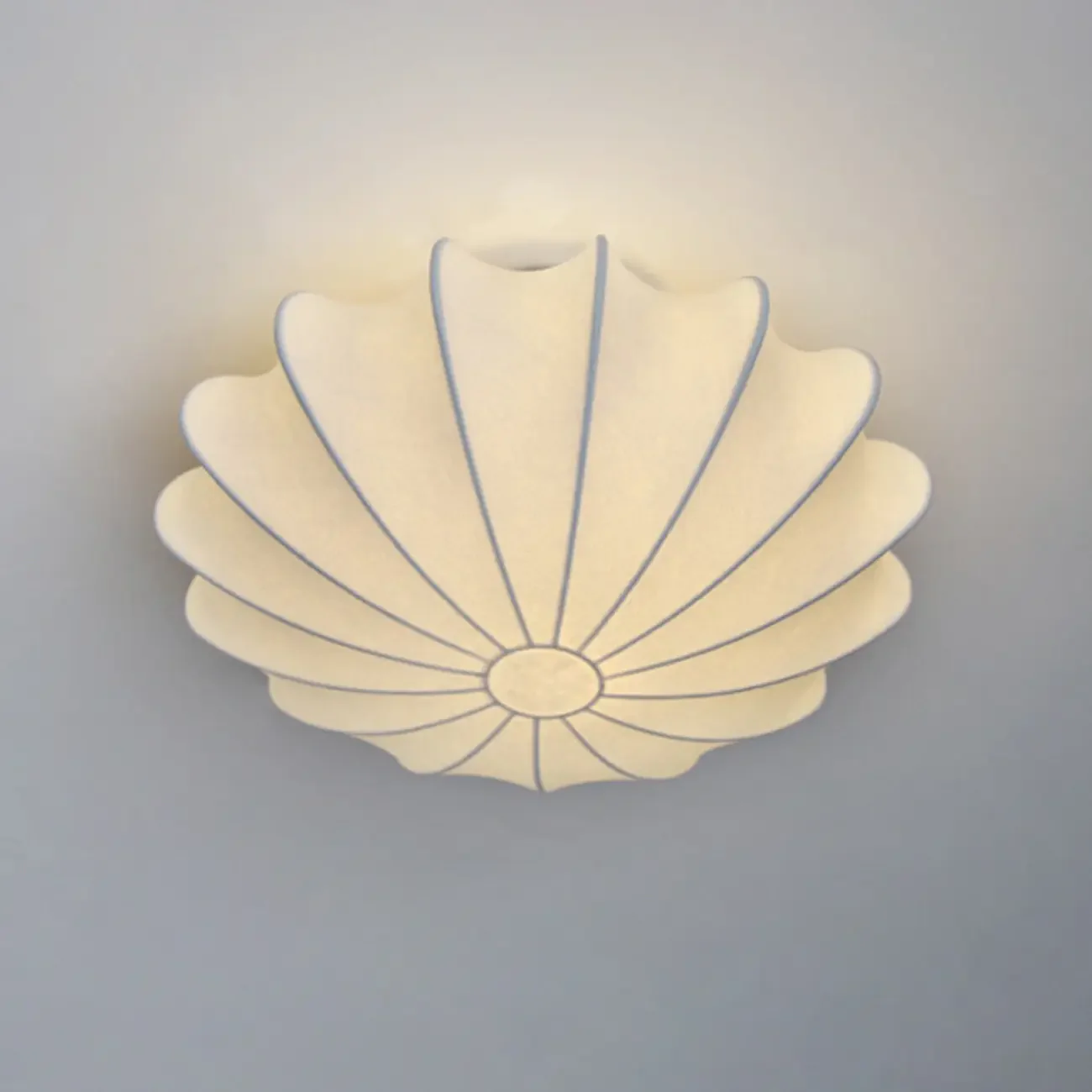 Floral Semi Flush Ceiling Light with Silk Shade for Living Room