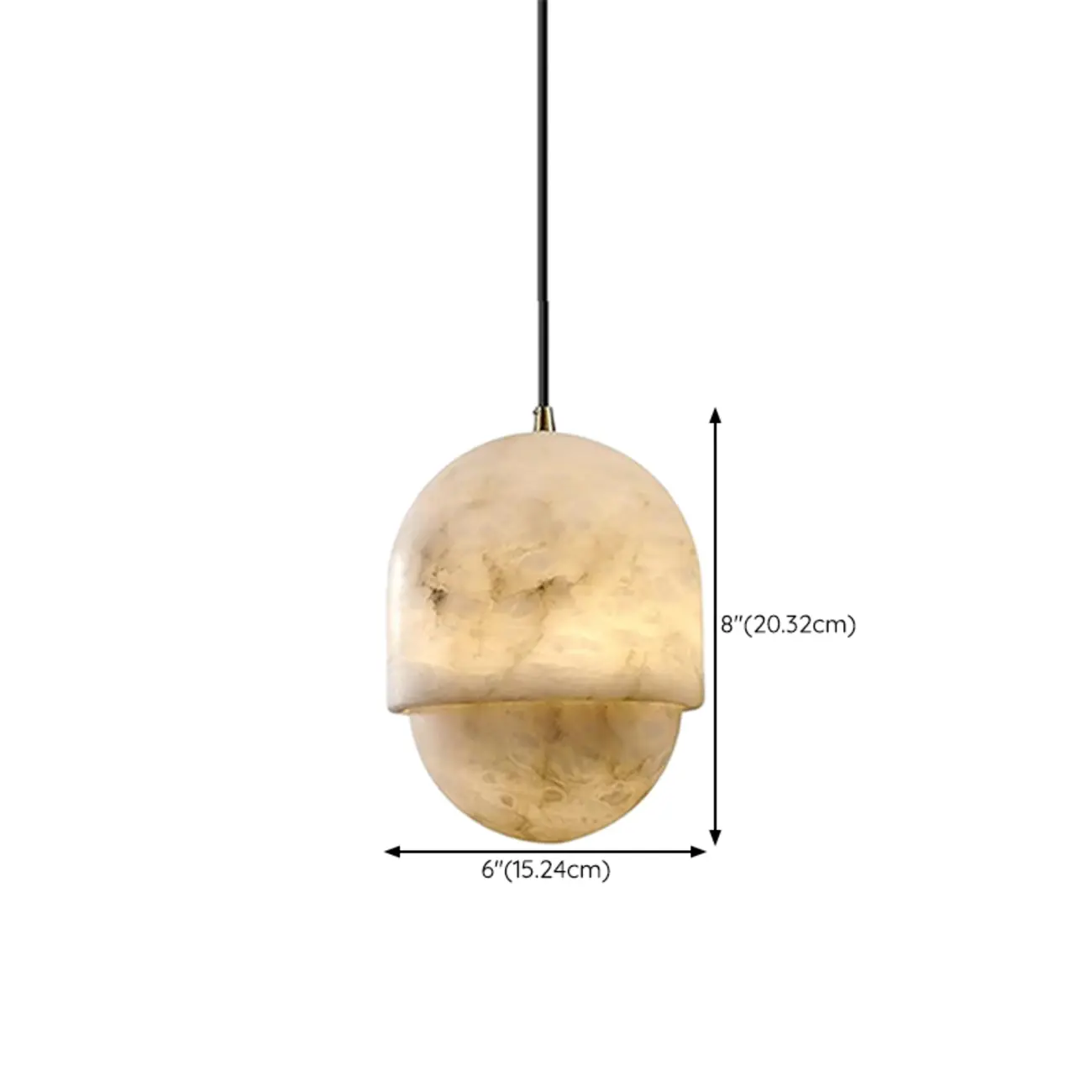 1-Light White Stone Geometric Hanging Pendant Light