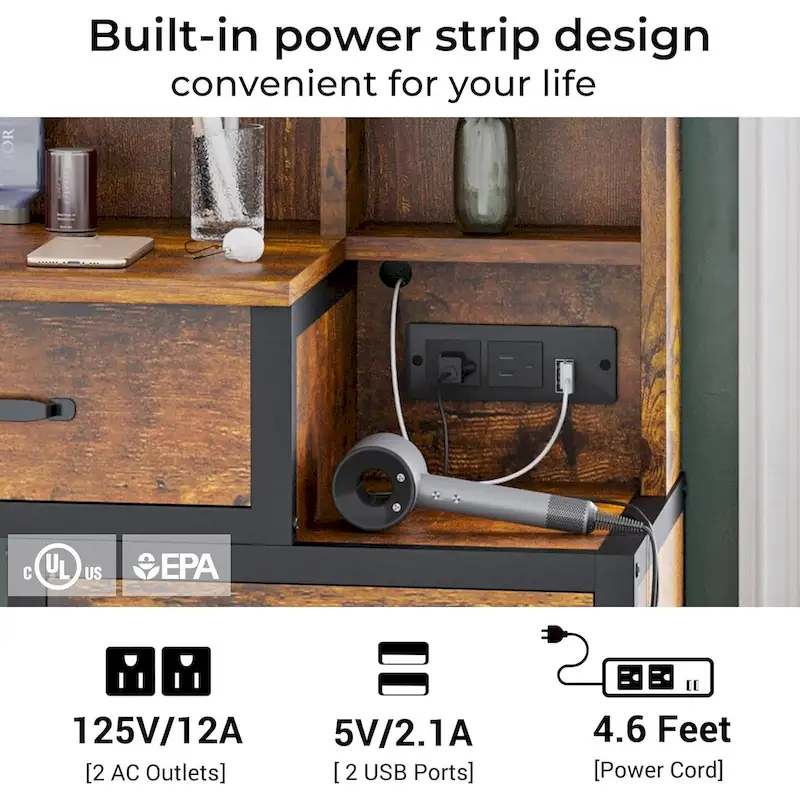 Makeup Vanity Desk 10 Light Bulbs Storage Shelves 5 Drawers