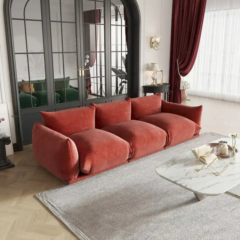 Modern Comfy 3 Seater Couch, Chenille Sectional Sofa 3 Seats Modular Couches with Thick Cushion