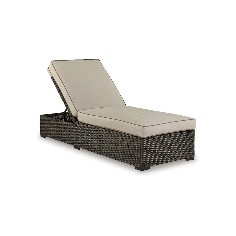 Signature Design by Ashley Coastline Bay Brown Outdoor Chaise Lounge with Cushion - 28.13