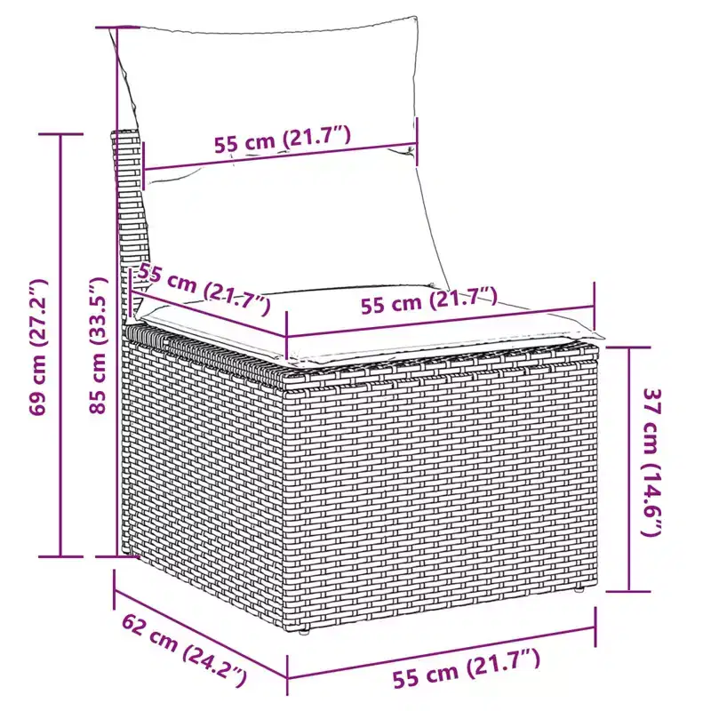 vidaXL Sofa Set with Cushion 6 pcs Grey Poly Rattan