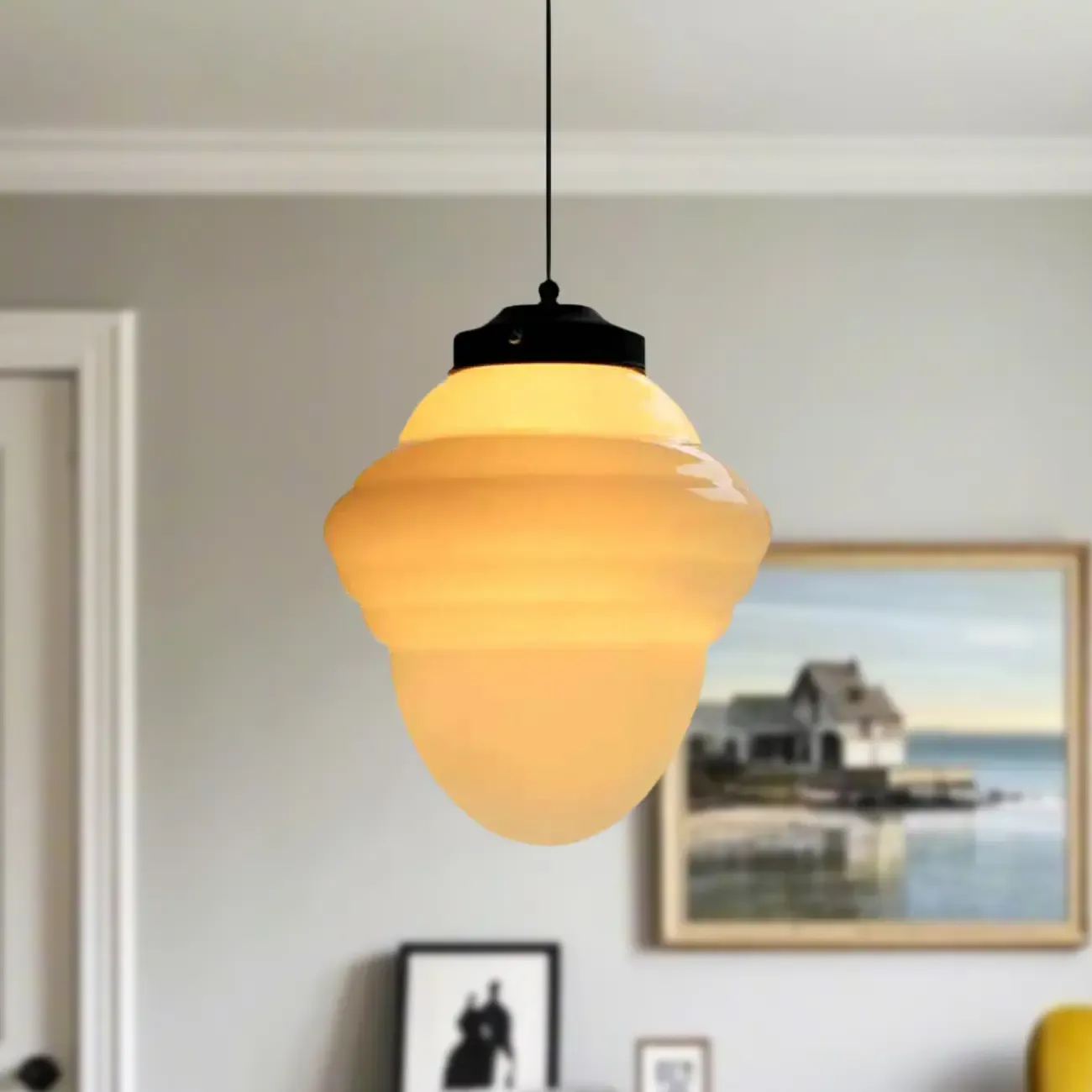 Modern Frosted Glass LED bedside pendant lamp in Hazelnut Tone