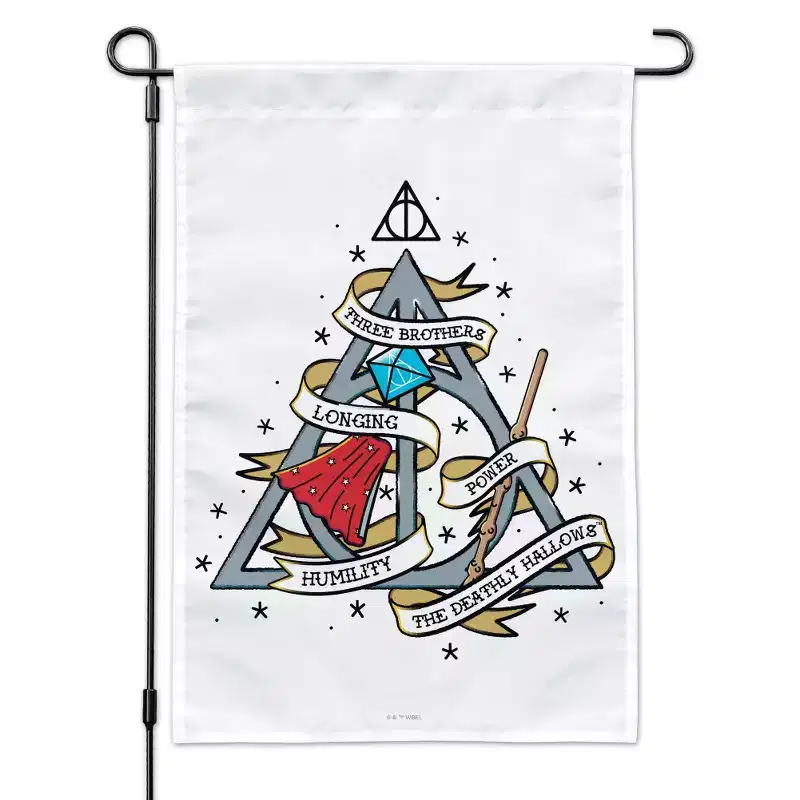 Harry Potter Tale of the Three Brothers Garden Yard Flag with Pole Stand Holder