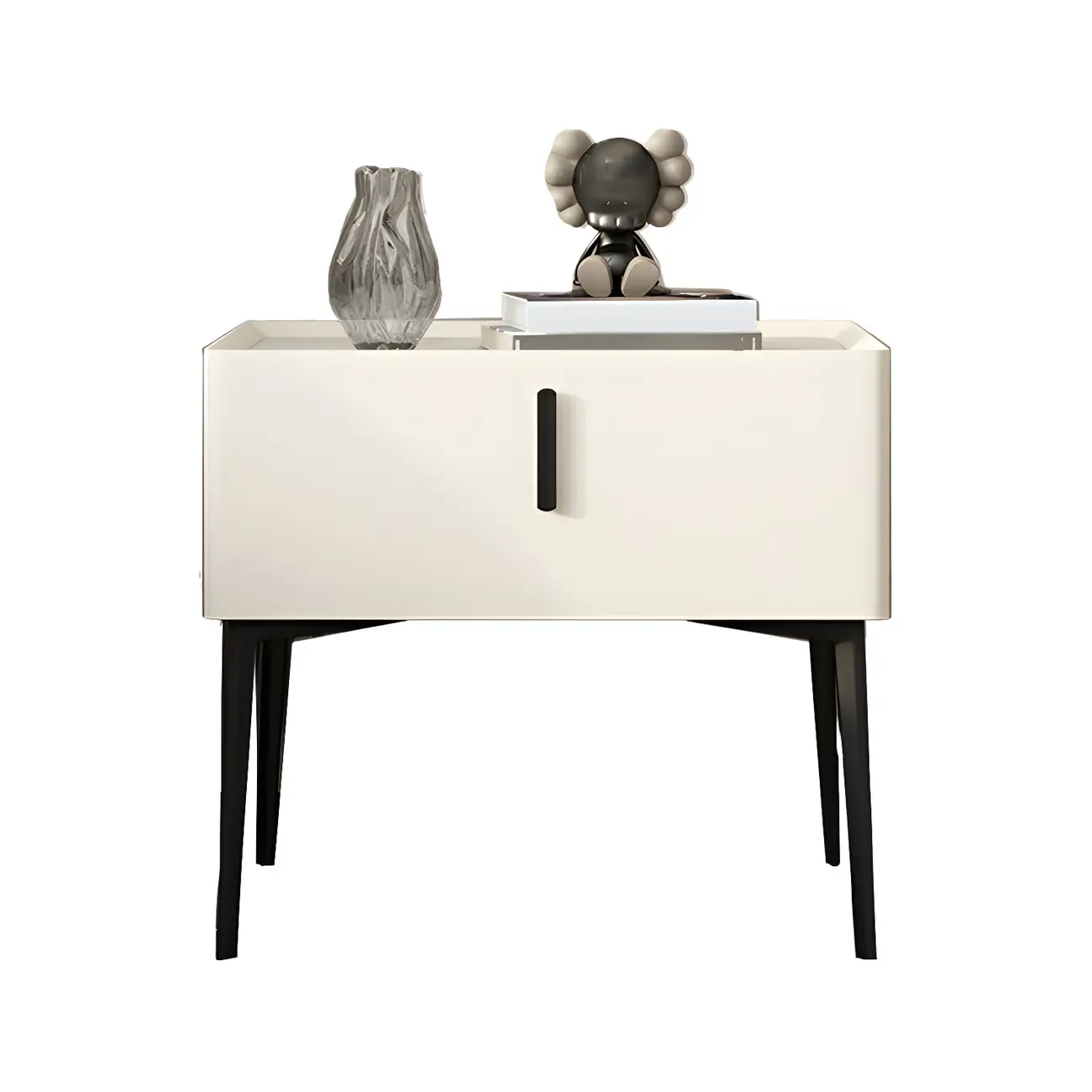 Trendy Narrow Cubic Wooden Nightstand with Legs