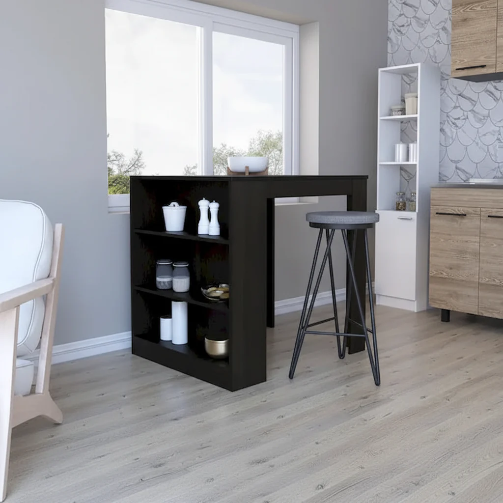 Kitchen Counter Dining Table, Kitchen, Black / Pine