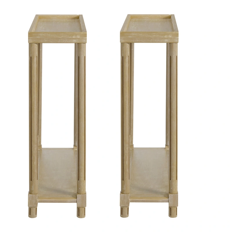 New Ridge Home Goods Harrison Narrow Side Tables, Set of 2, Distressed Oak
