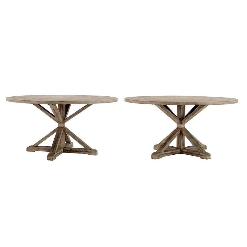 Krakova Rustic X-Base Round Pine Wood Dining Table