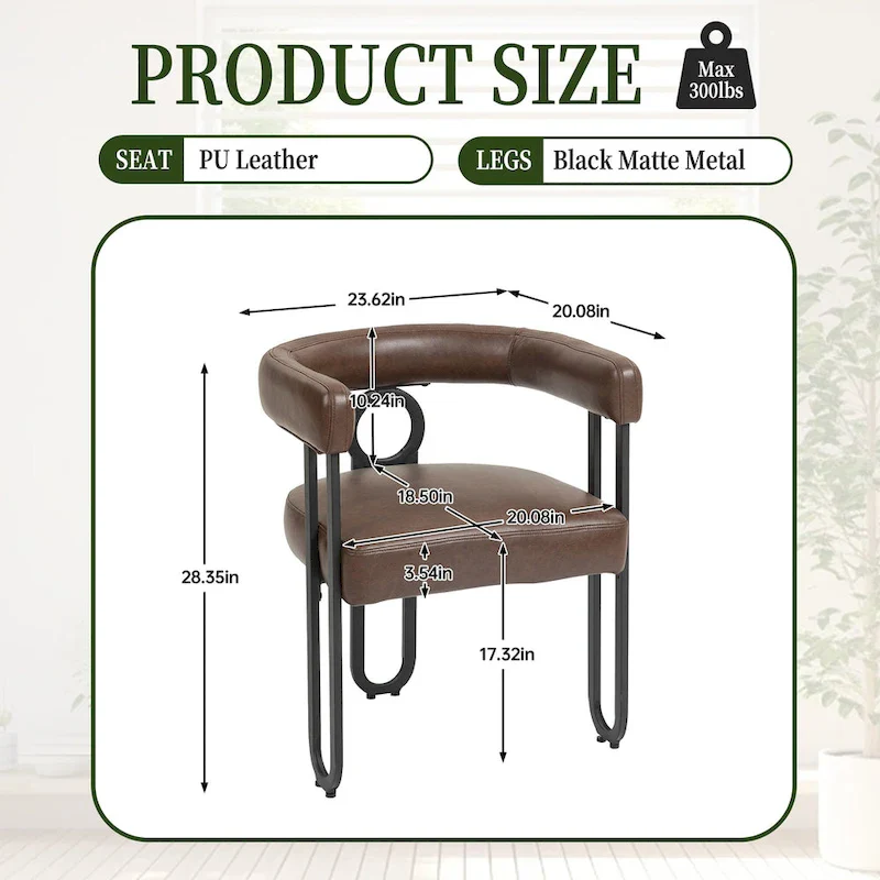 2 PCS PU Leather Upholstered Dining Chair Set wMetal Legs