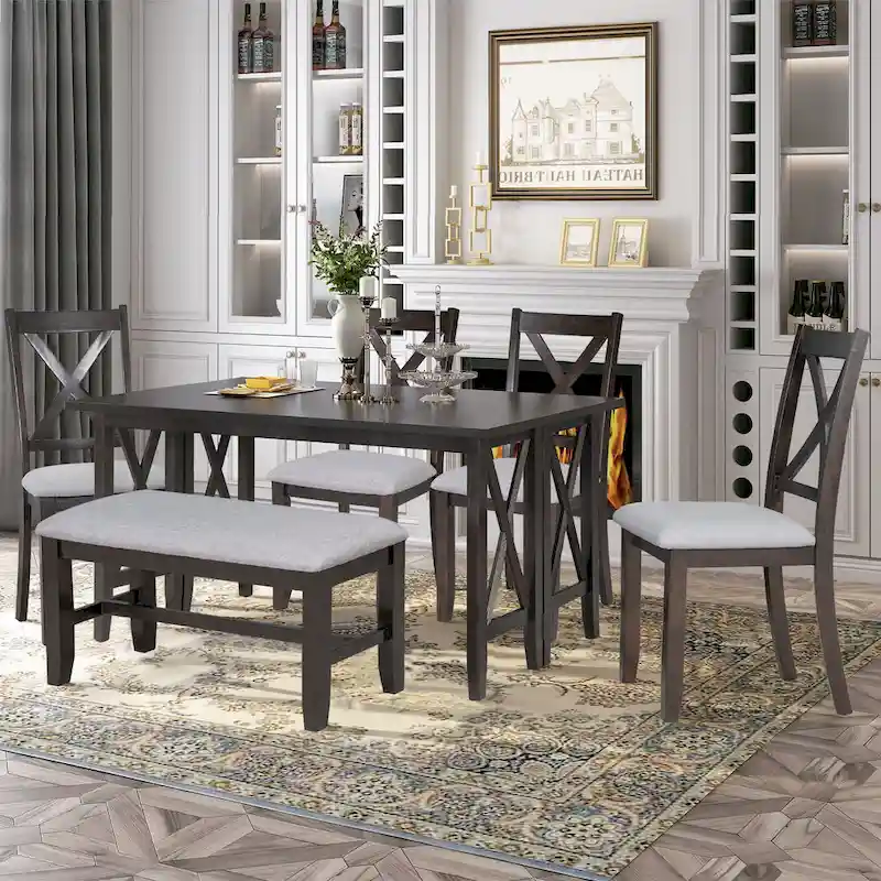 Foldable Multifunctional Dining Table and Chair Sets Home Party Dining Table and Chair Sets with X Shape Table Legs for Kitchen