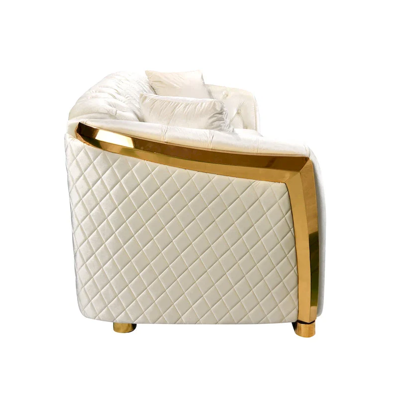 84  Luxury Chesterfield Velvet Sofa with Gold Trim