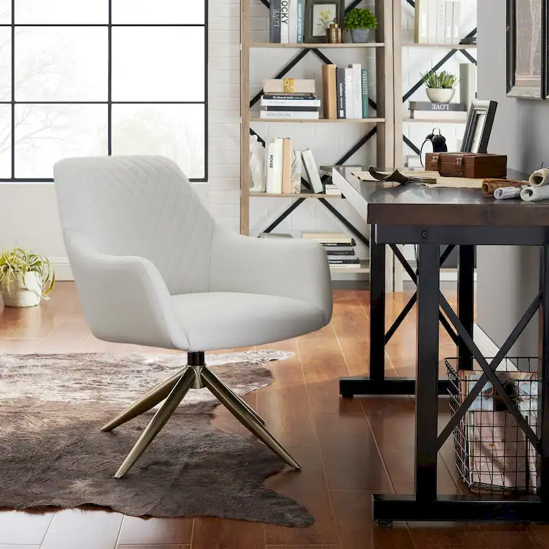 Art Leon Faux Leather Swivel Accent Arm Chair