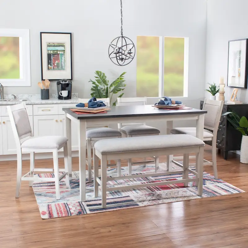 White Wood Counter Dining Table