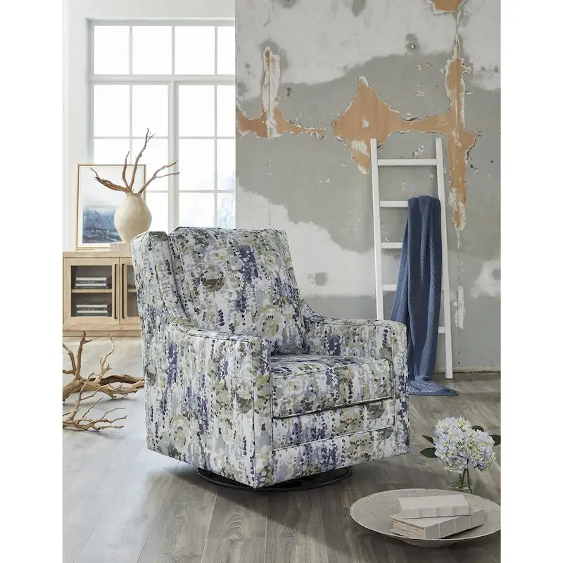Signature Design by Ashley Dustinford Gray/Green Swivel Glider Accent Chair - 30  W x 39  D x 41  H