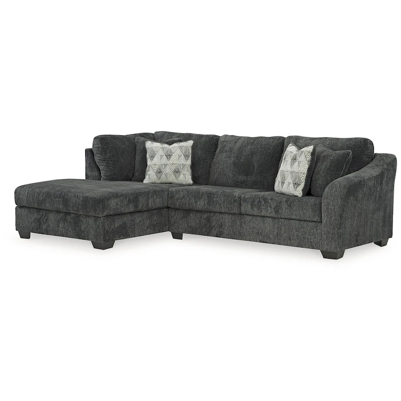 Signature Design by Ashley Biddeford Ebony 2-Piece Sleeper Sectional with Chaise - 120W x 75D x 40H